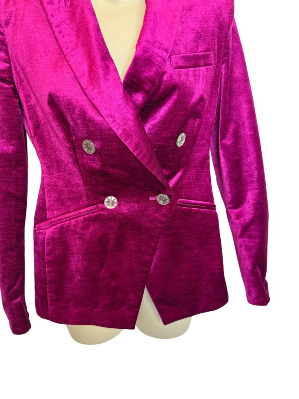 Veronica Beard Elam Dickey Velvet Crystal Blazer Fushia - Size 0 - Picture 5 of 12